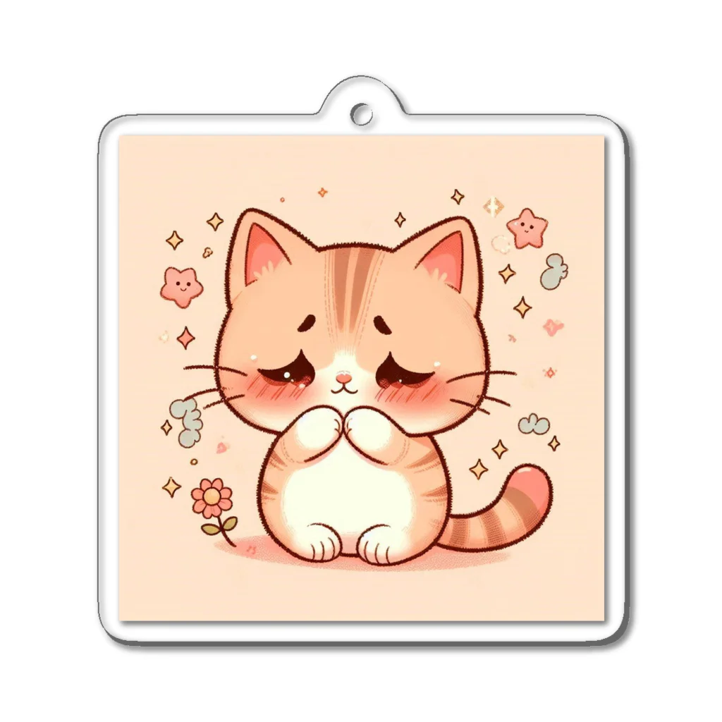 cutycatの恥ずかしがり屋のネコちゃん Acrylic Key Chain