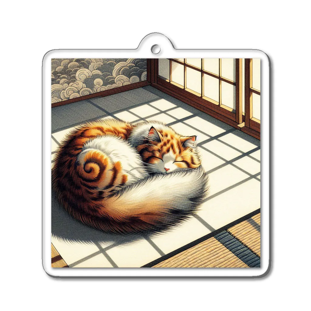 EIKATSU（和風テイスト）の猫又の昼寝 No3 Acrylic Key Chain