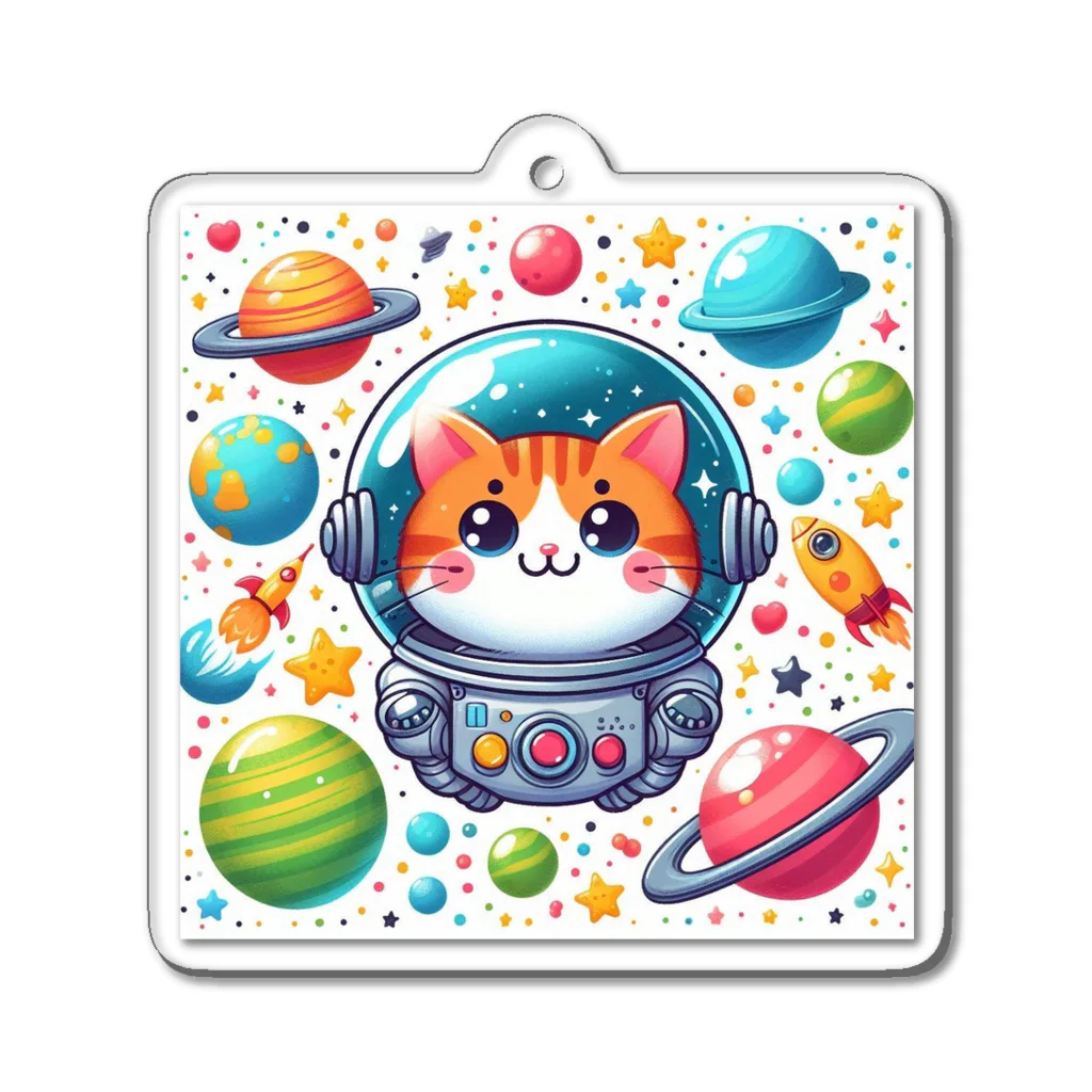 151Aの宇宙服を着た猫さん Acrylic Key Chain