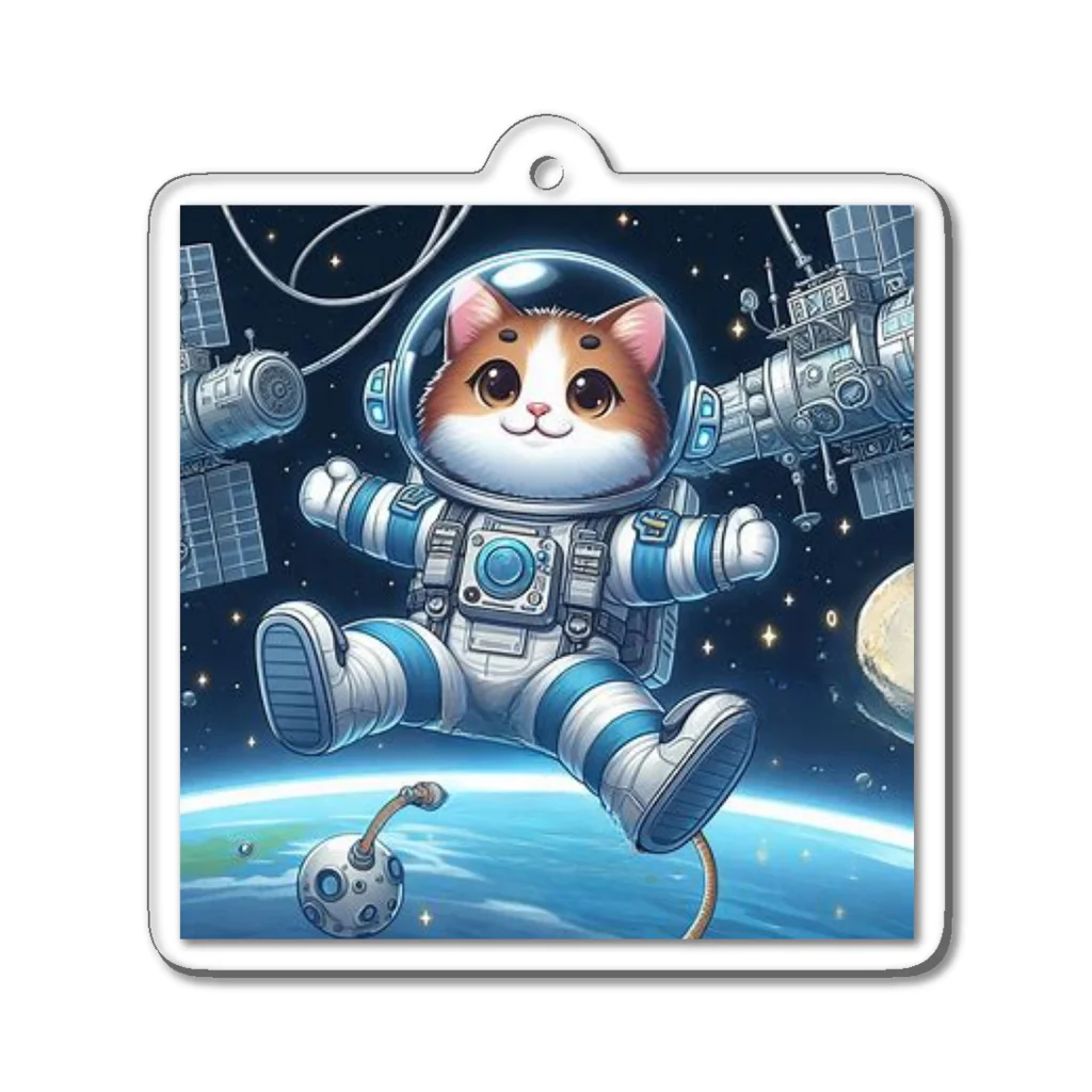 フルヤの宇宙で漂う宇宙飛行猫 Acrylic Key Chain