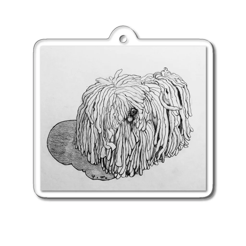 光平洋子のかしこいプーリー犬が振り向いた。puli illustration  Acrylic Key Chain