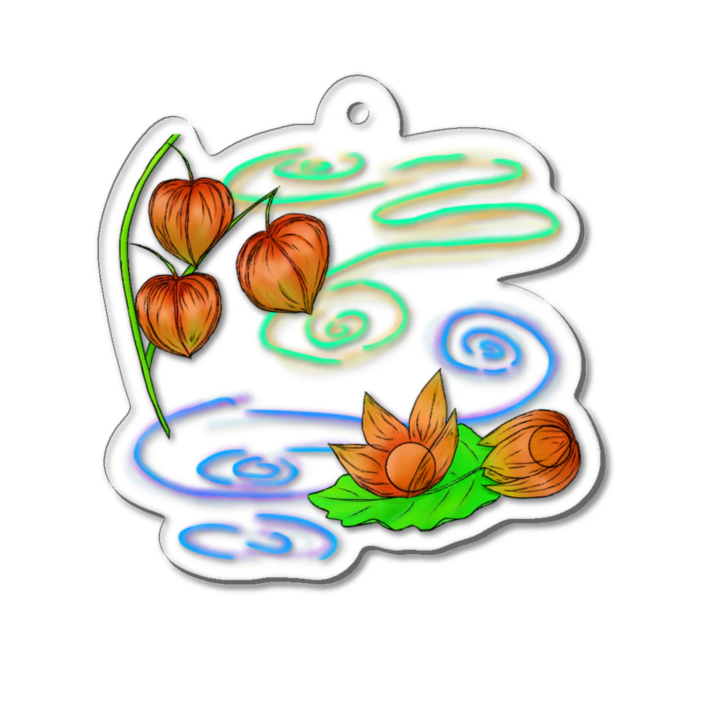 Lily bird（リリーバード）の枝つきホオズキ 水紋（和柄）その2 アクリルキーホルダー