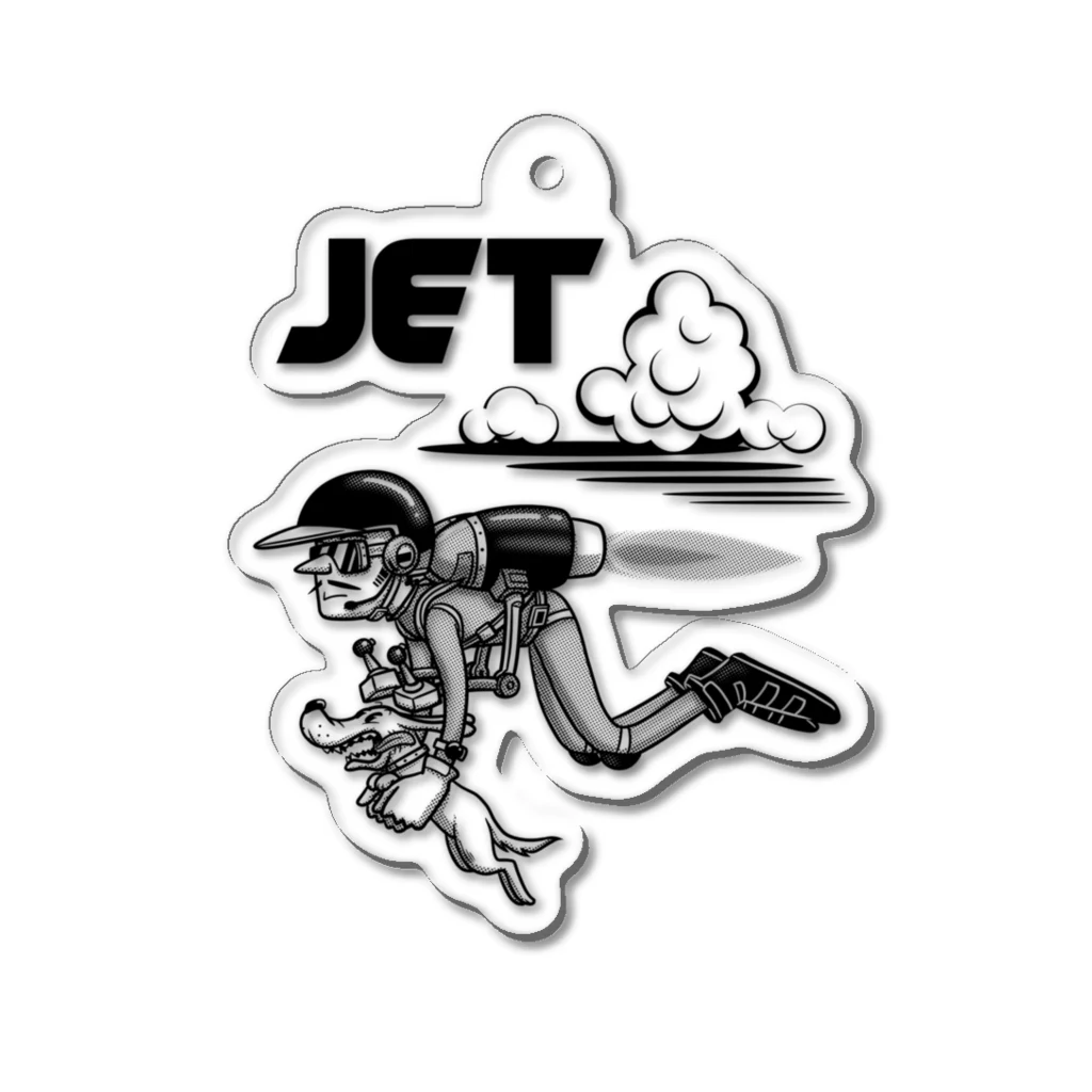 nidan-illustrationのhappy dog -JET- (black ink) Acrylic Key Chain
