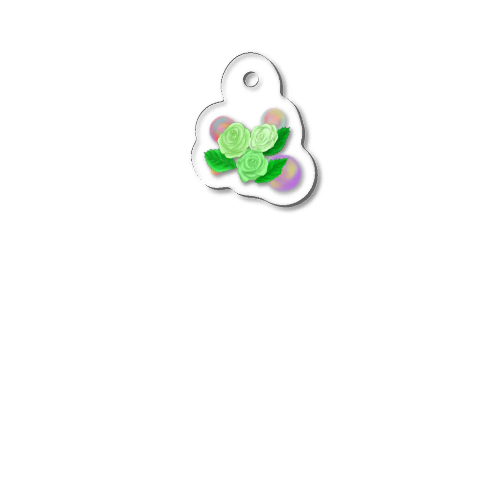 Lily bird（リリーバード）の緑色のバラ3輪 輪郭緑色 しゃぼん玉 アクリルキーホルダー