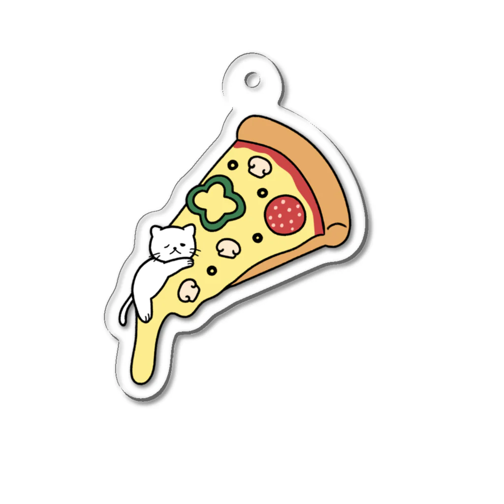 TAROPIのとろけるチーズピザでまどろむ猫 Acrylic Key Chain