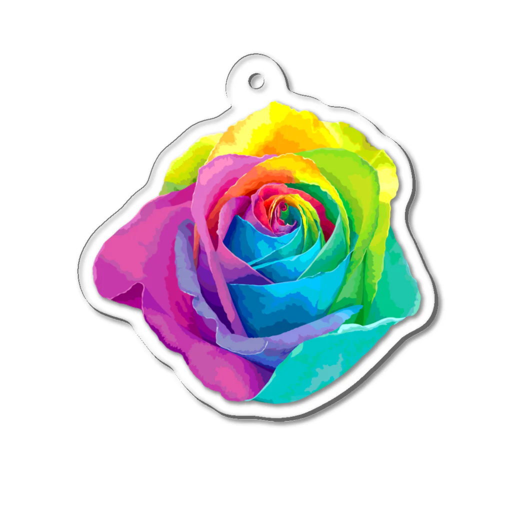 ゆるい猫ちゃんSHOPのRainbow rose(Single) Acrylic Key Chain