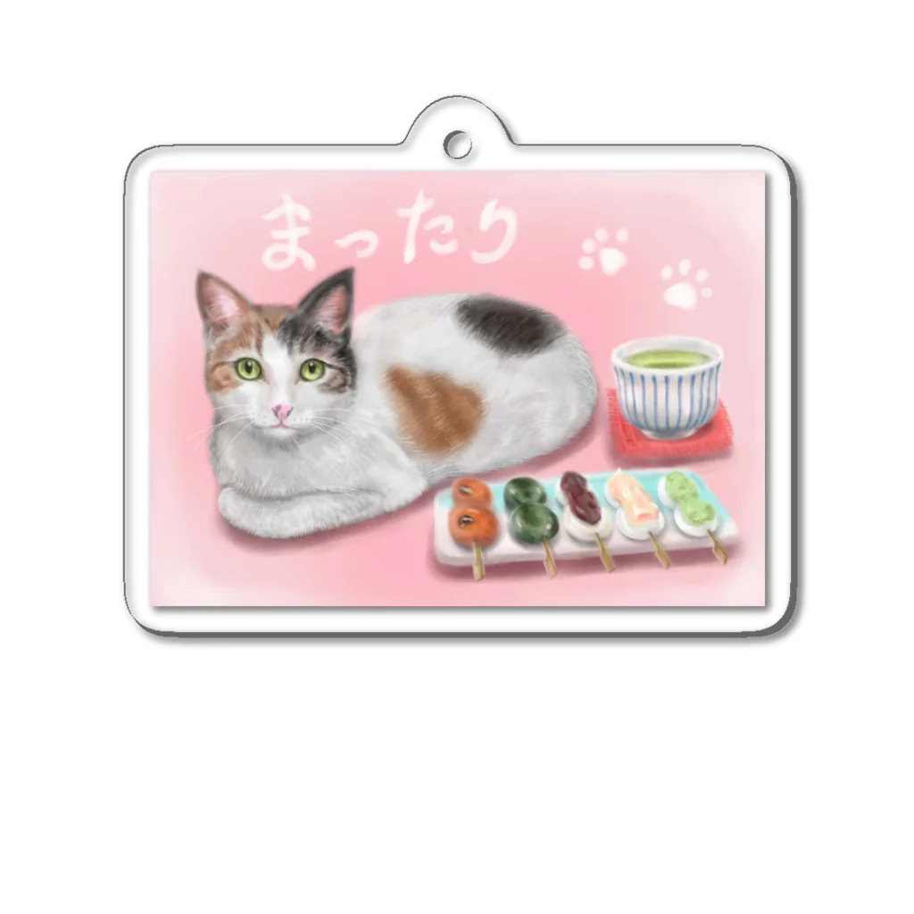 Ａｔｅｌｉｅｒ　Ｈｅｕｒｅｕｘの茶屋猫　三毛×だんご Acrylic Key Chain