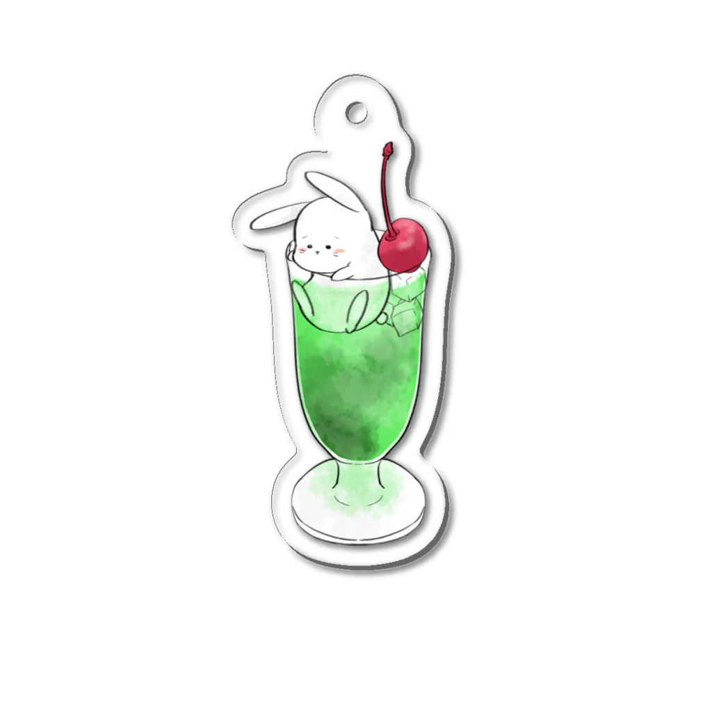 おおかみぴえろのうさぎのクリームソーダ Acrylic Key Chain