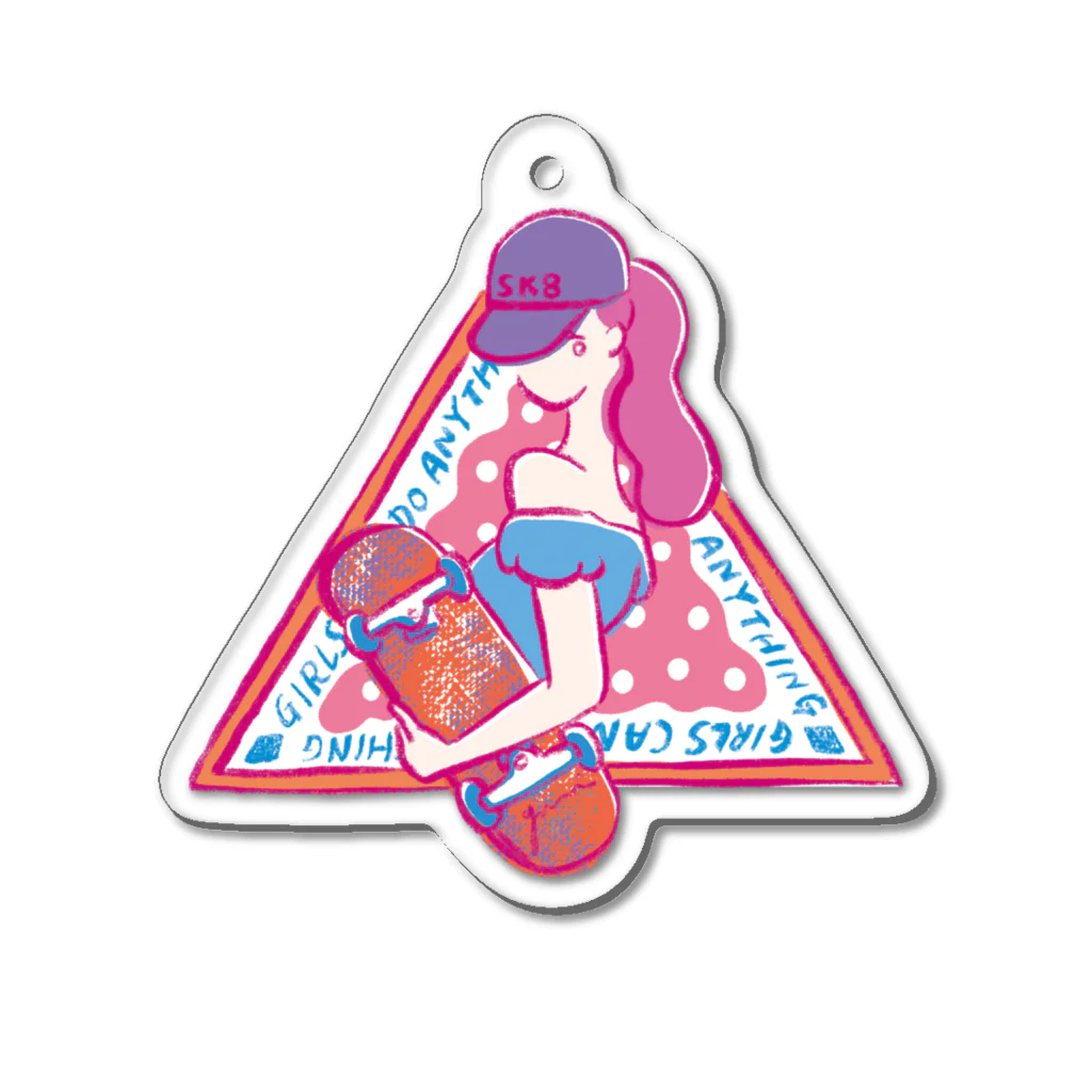 surf girl illustration yuriのSK8ER GIRL アクリルキーホルダー