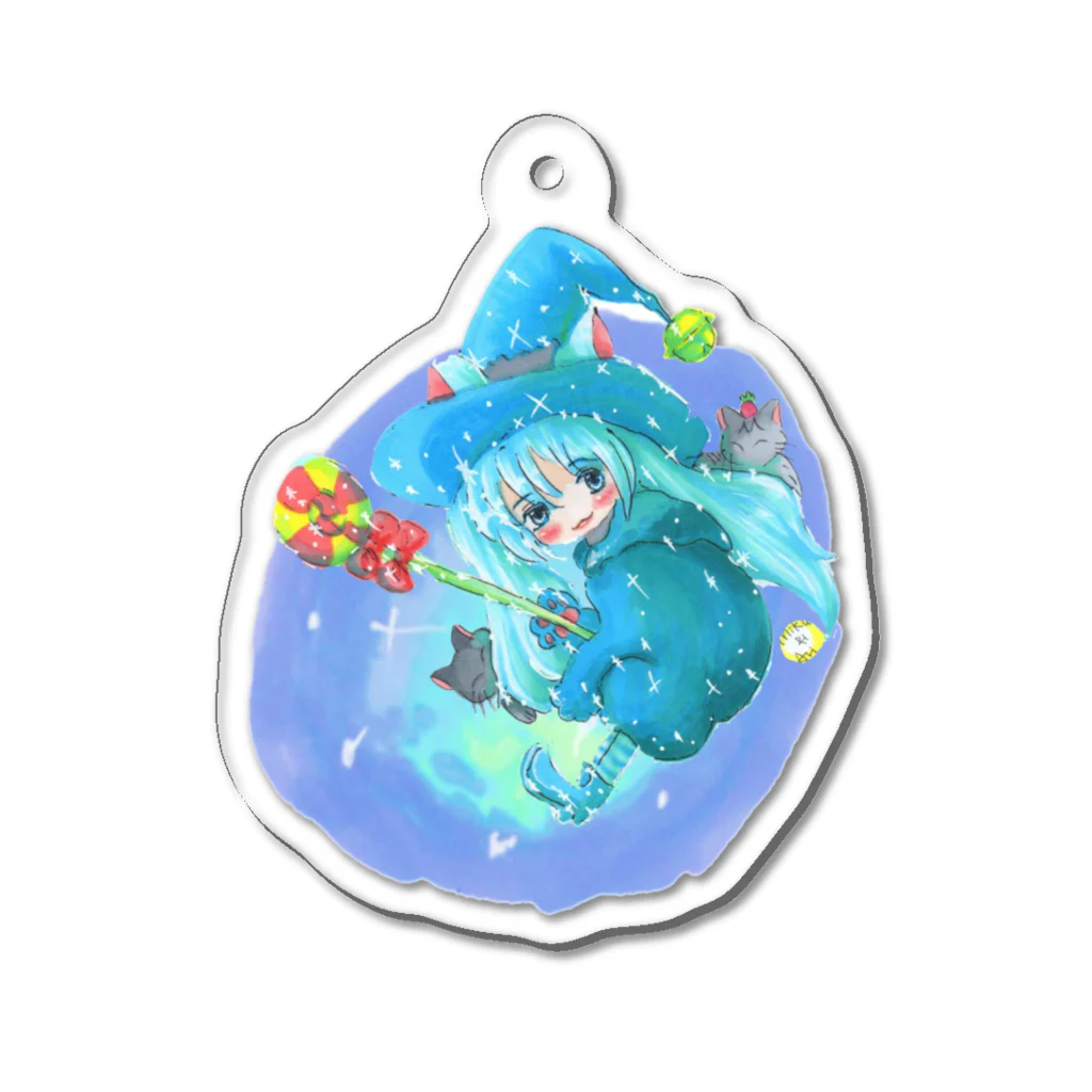 miku'ꜱGallery星猫の魔法少女ゆるmiku with 使い魔にゃんズ Acrylic Key Chain