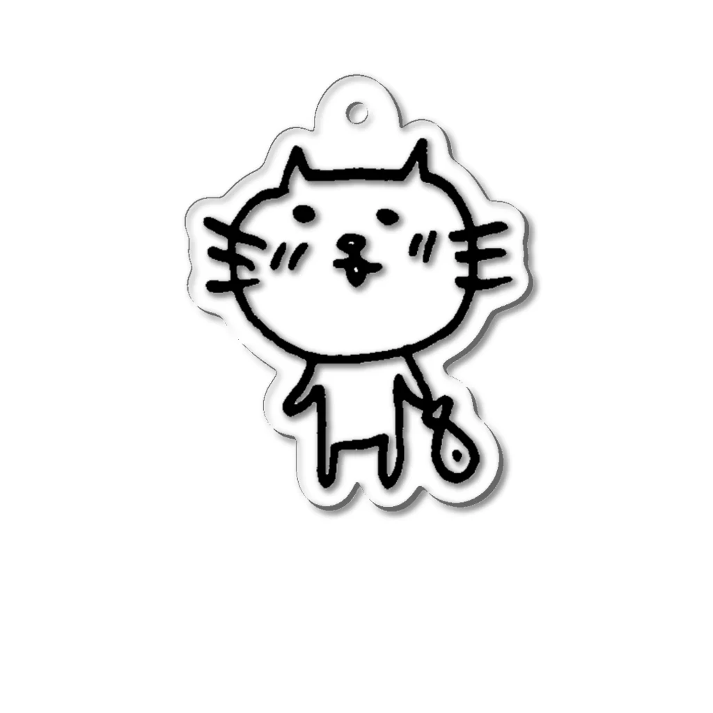 ねこ新聞のnecoのねこ新聞のnecoと魚 Acrylic Key Chain