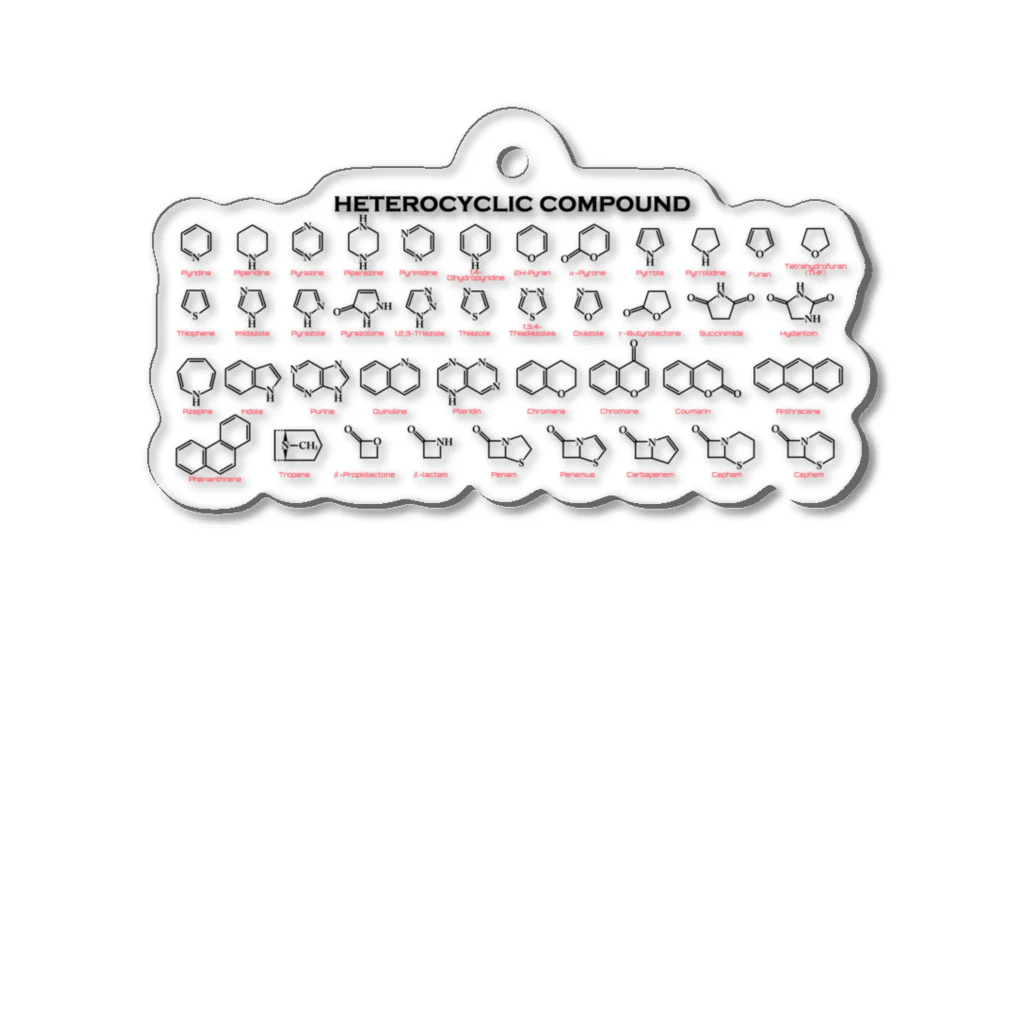 U Libraryの複素環＋英名(有機化学) Acrylic Key Chain