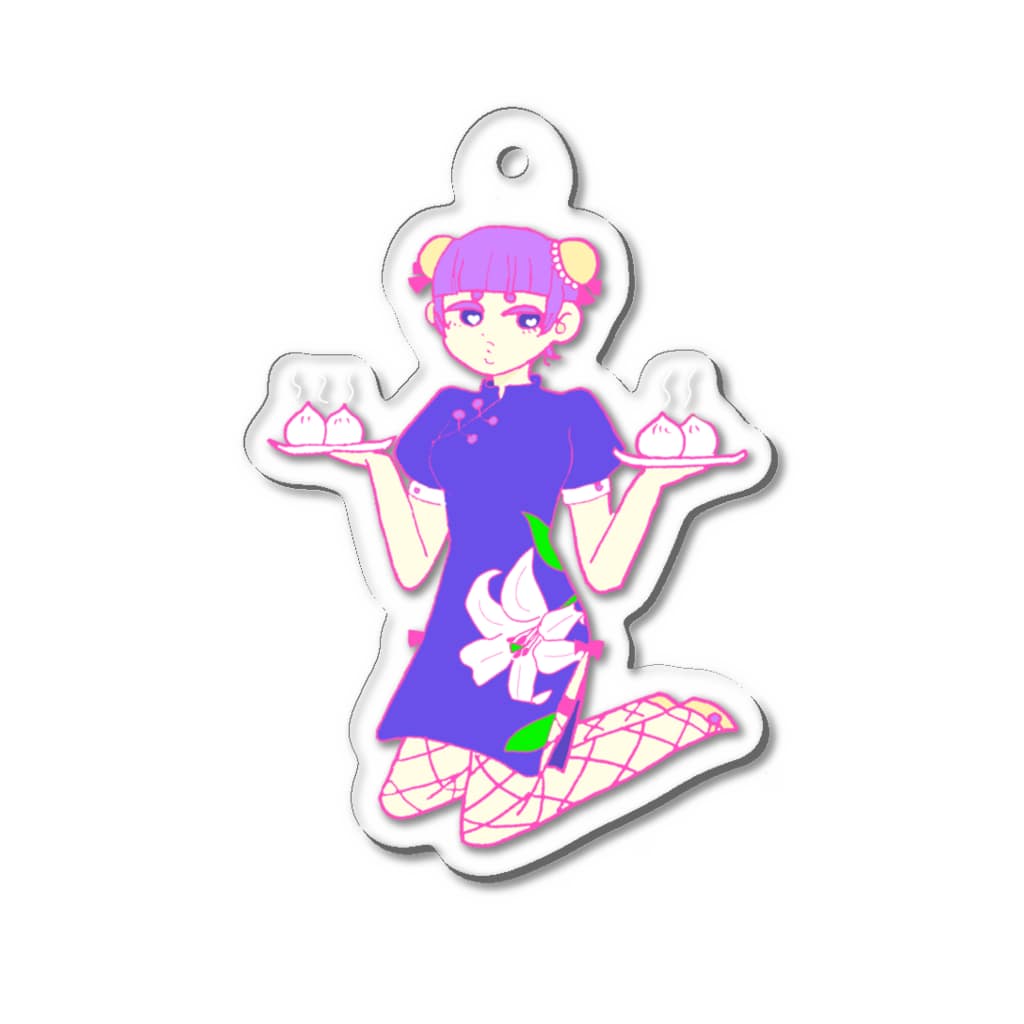 お白湯の脳内のチャイナガール Acrylic Key Chain