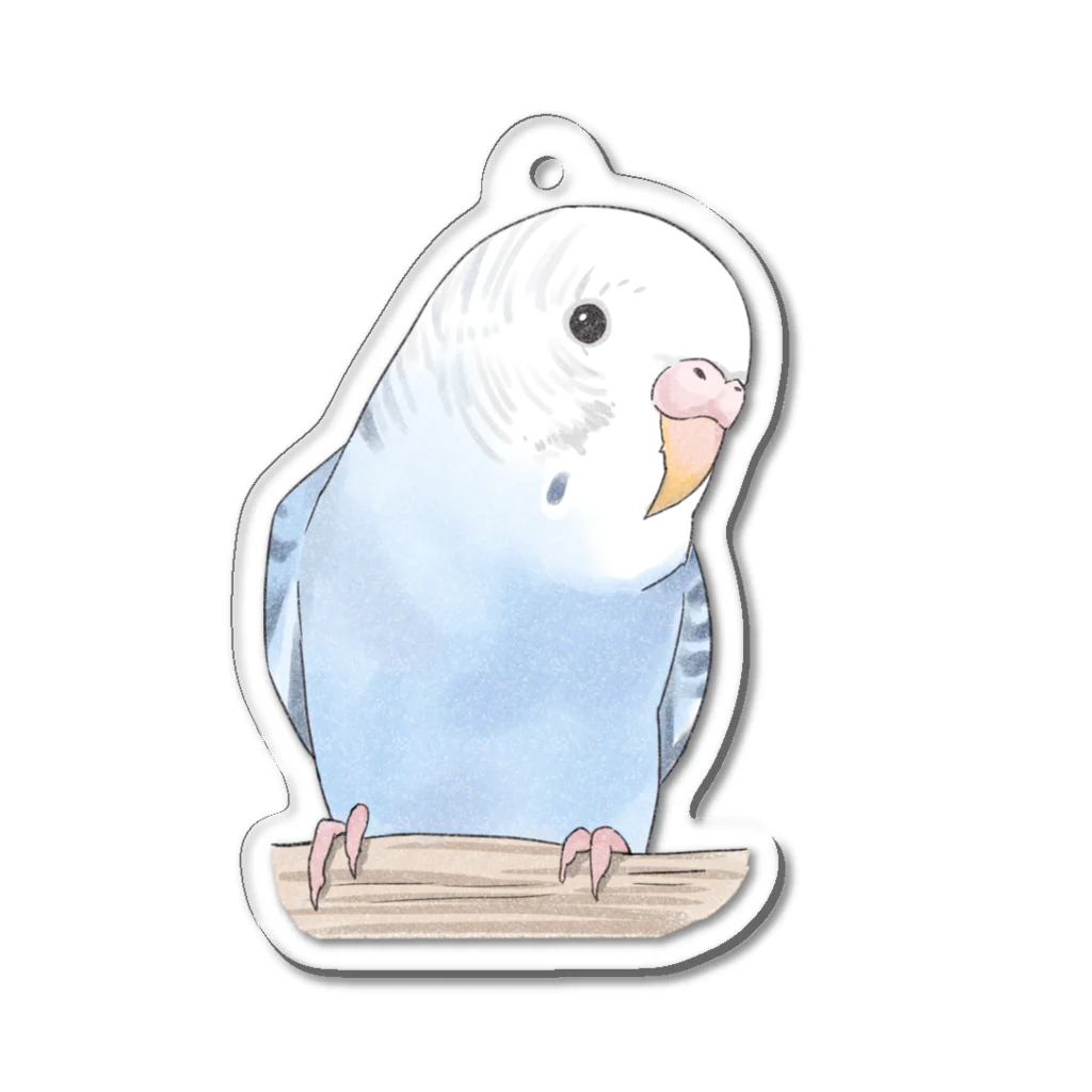 まめるりはことりのおしゃまな止まり木セキセイインコちゃん【まめるりはことり】 Acrylic Key Chain