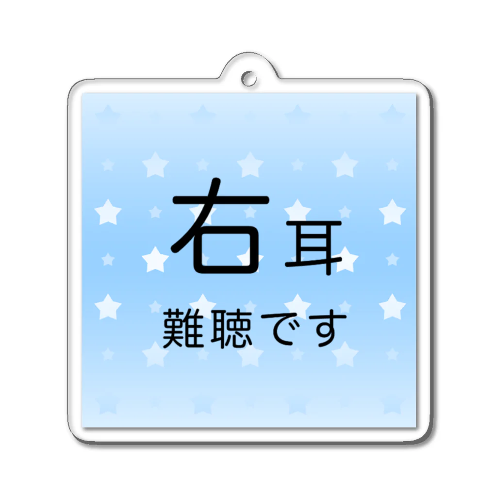 ドライの右耳難聴　★大人気商品★ 片耳難聴　難聴者　一側性難聴　突発性難聴 アクリルキーホルダー