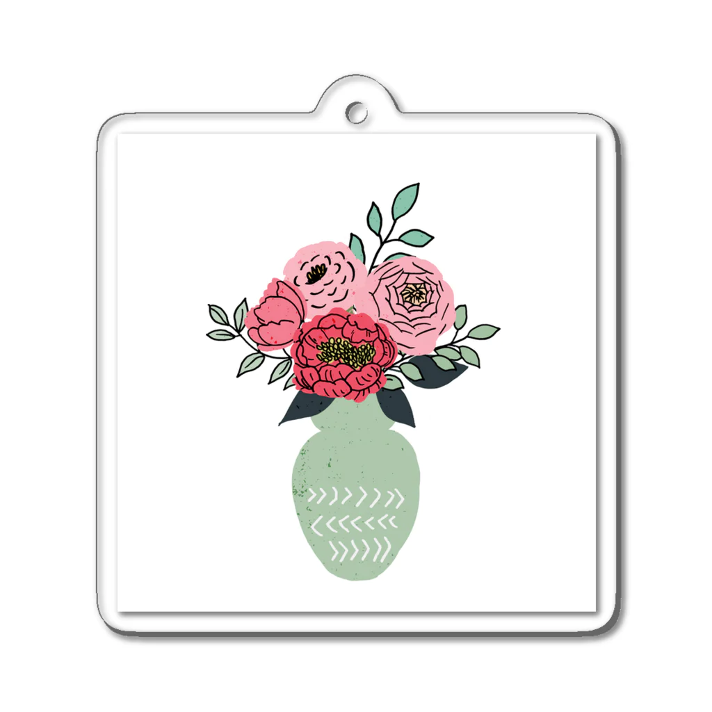 Mana Design Storeの花瓶とお花のイラストWH Acrylic Key Chain