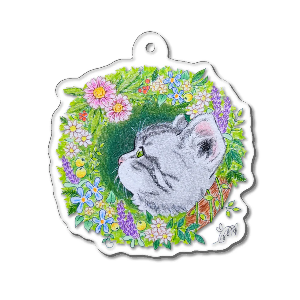 むぅ～さん63の翔猫(#art_ippi参加イラスト・２月・ねこ) Acrylic Key Chain