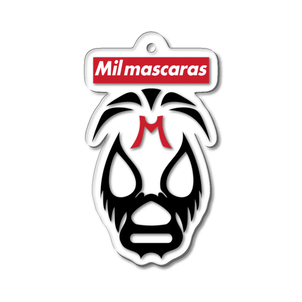 DRIPPEDのMIL MASCARAS-ミル・マスカラス-赤ボックスロゴ アクリルキーホルダー