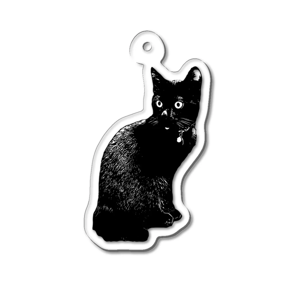 クロミケハチワレの黒猫スタンプ Acrylic Key Chain