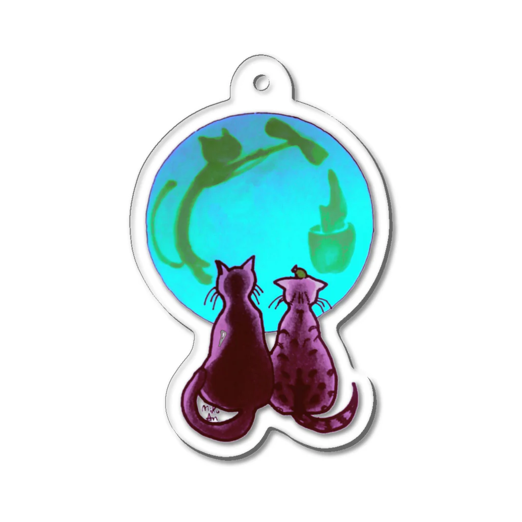 miku'ꜱGallery星猫の月とにゃんこ ブルームーン Acrylic Key Chain