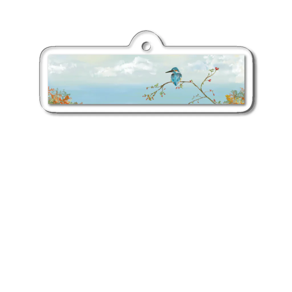 Nellyhime のアートのカワセミ (Kingfisher) Acrylic Key Chain