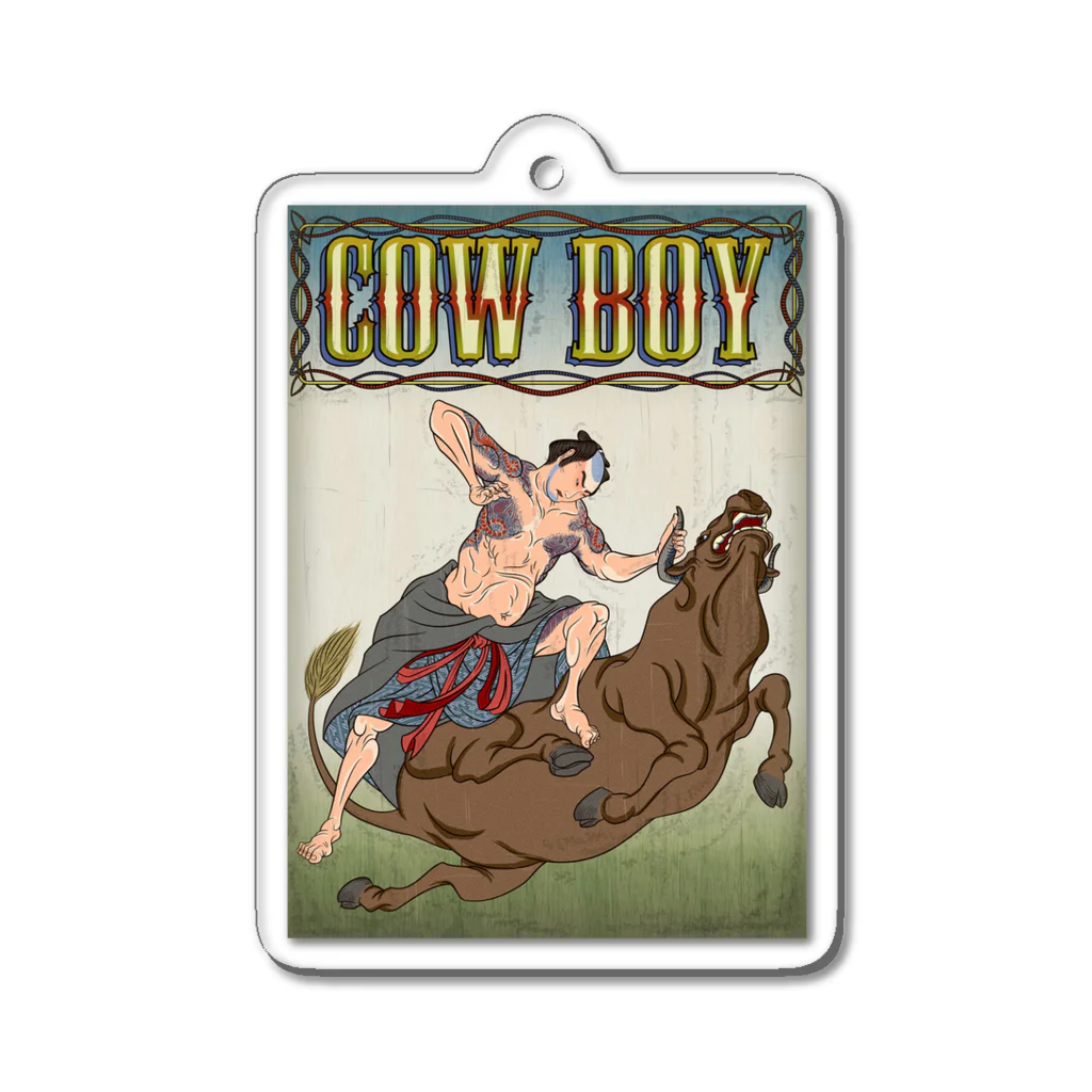 nidan-illustrationの"cow boy"(武者絵) #1 Acrylic Key Chain