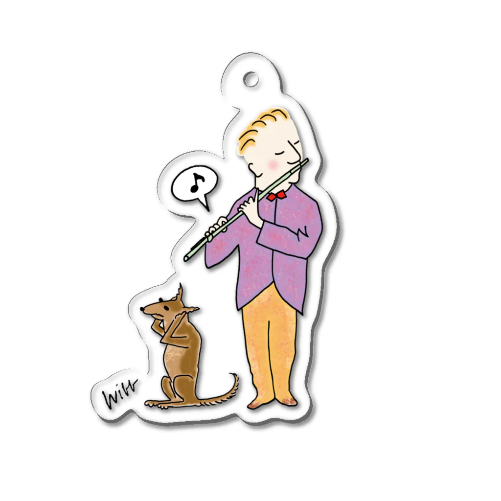 ミナミハチゴーのwibb-笛吹きと犬 Acrylic Key Chain