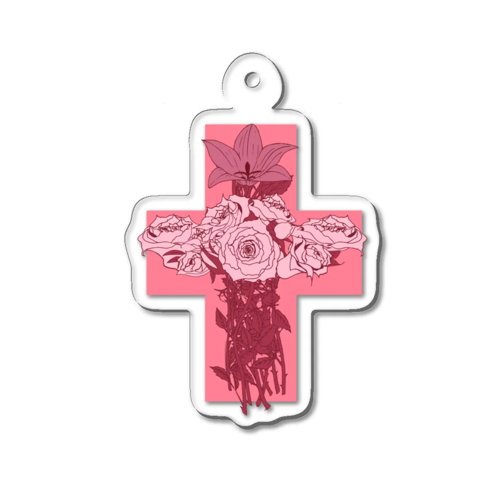 Merry Roseの薔薇と十字架 Acrylic Key Chain