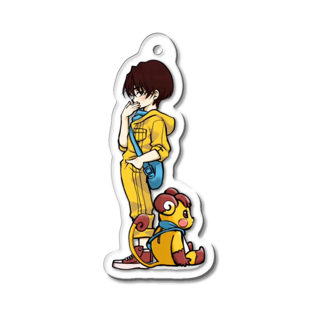 勇気を与えるつきのうた🌝の中の人と着ぐるみ Acrylic Key Chain