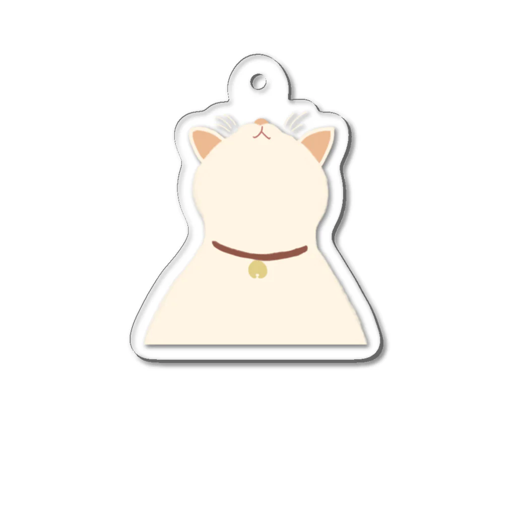 小鳥と映画館の上を向く三毛猫 Acrylic Key Chain