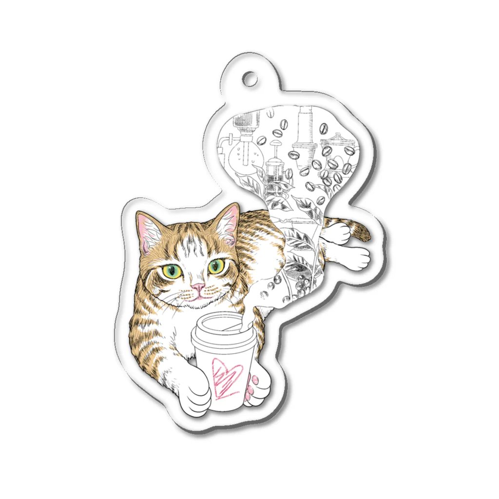 nya-mew（ニャーミュー）のコーヒーニャーちゃん_カラー Acrylic Key Chain