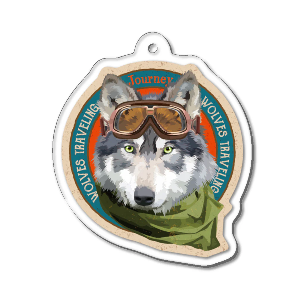 WOLVES art shopのゴーグル狼 Acrylic Key Chain