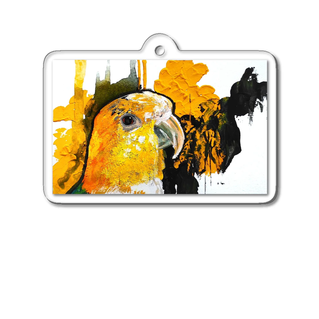 癒しのシロハラインコ 鳥まみれのシロハラインコ アート風 カラー Acrylic Key Chain