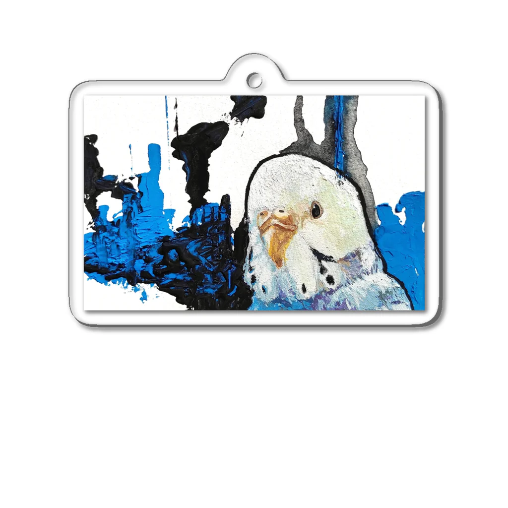 癒しのシロハラインコ 鳥まみれのセキセイインコ アート風 Acrylic Key Chain