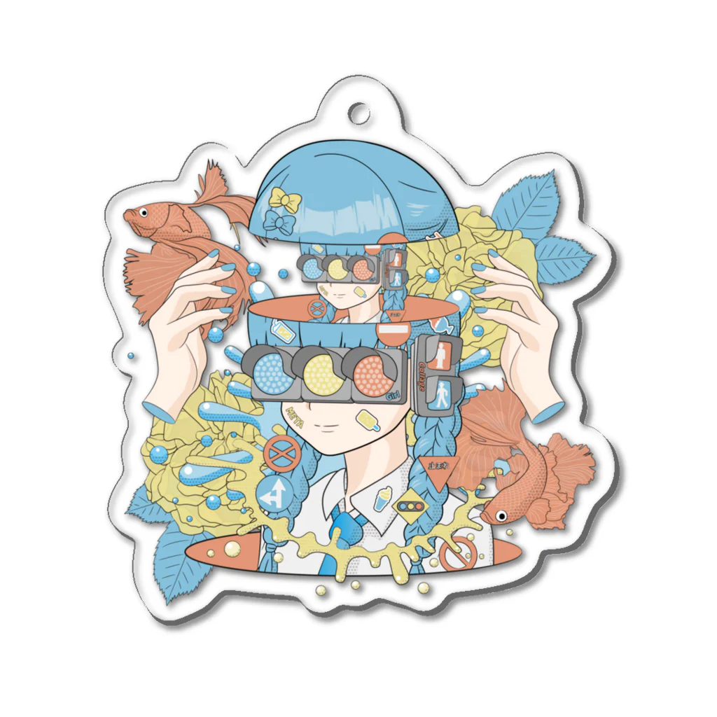 カズシフジイのKAWAII girl collage Acrylic Key Chain