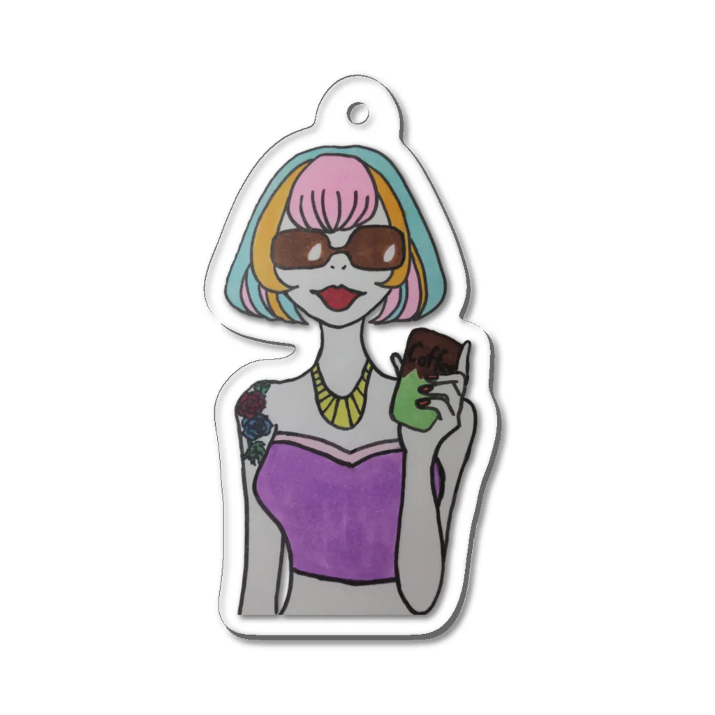 S2ショップのColorful Hair Woman No.2 Acrylic Key Chain