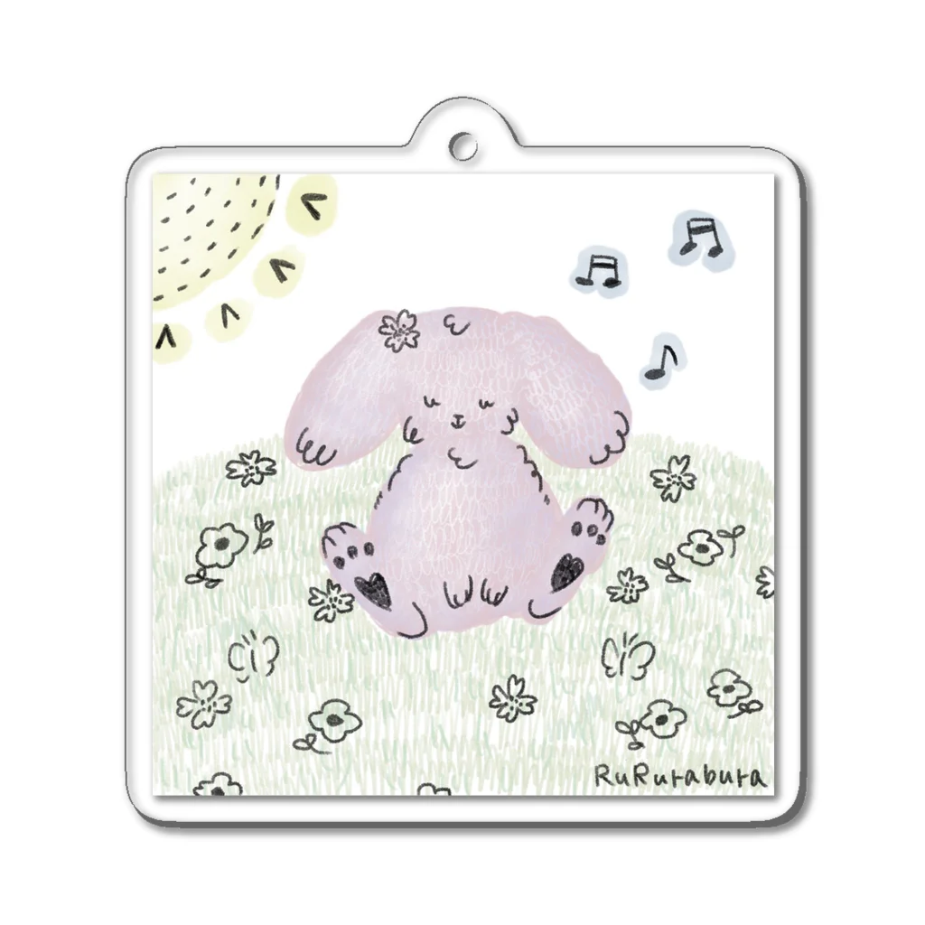 rururaburaの居眠りうさぎ Acrylic Key Chain