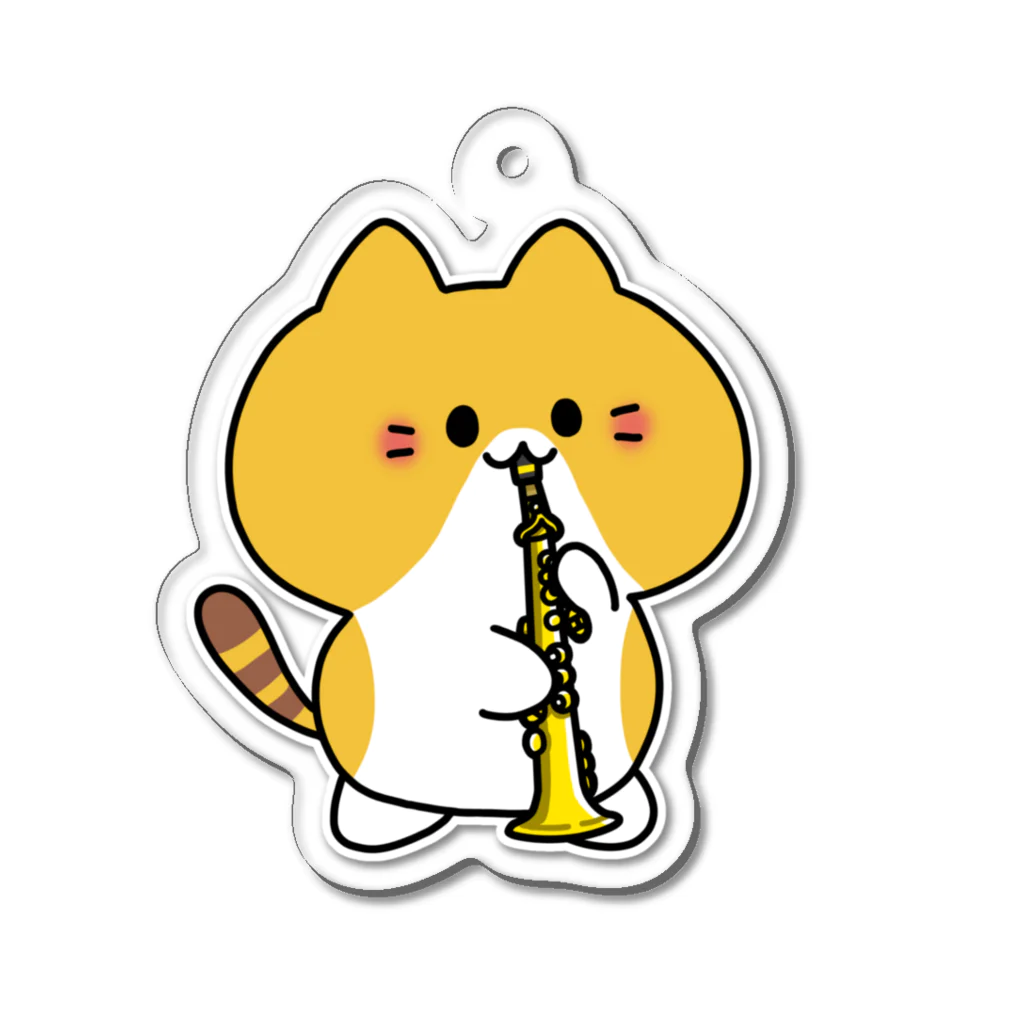  ふじねこ屋のソプラノサックスねこ Acrylic Key Chain