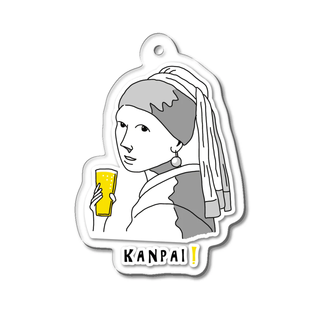 ビールとアート TM-3 Designの名画 × BEER（真珠の耳飾りの少女） Acrylic Key Chain