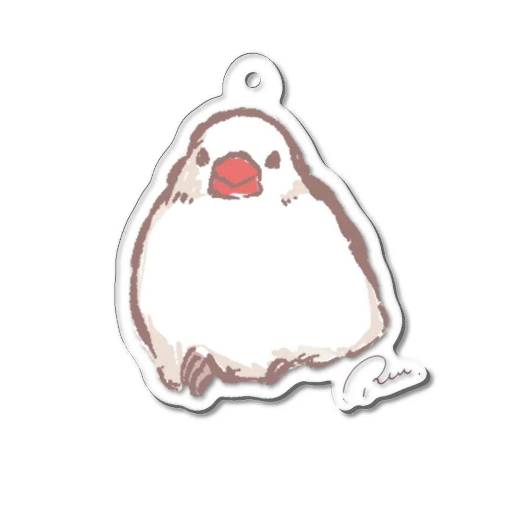 Joy. Ree Illustration SUZURI Shop の溶けてる文鳥（アクリルキーホルダー） Acrylic Key Chain