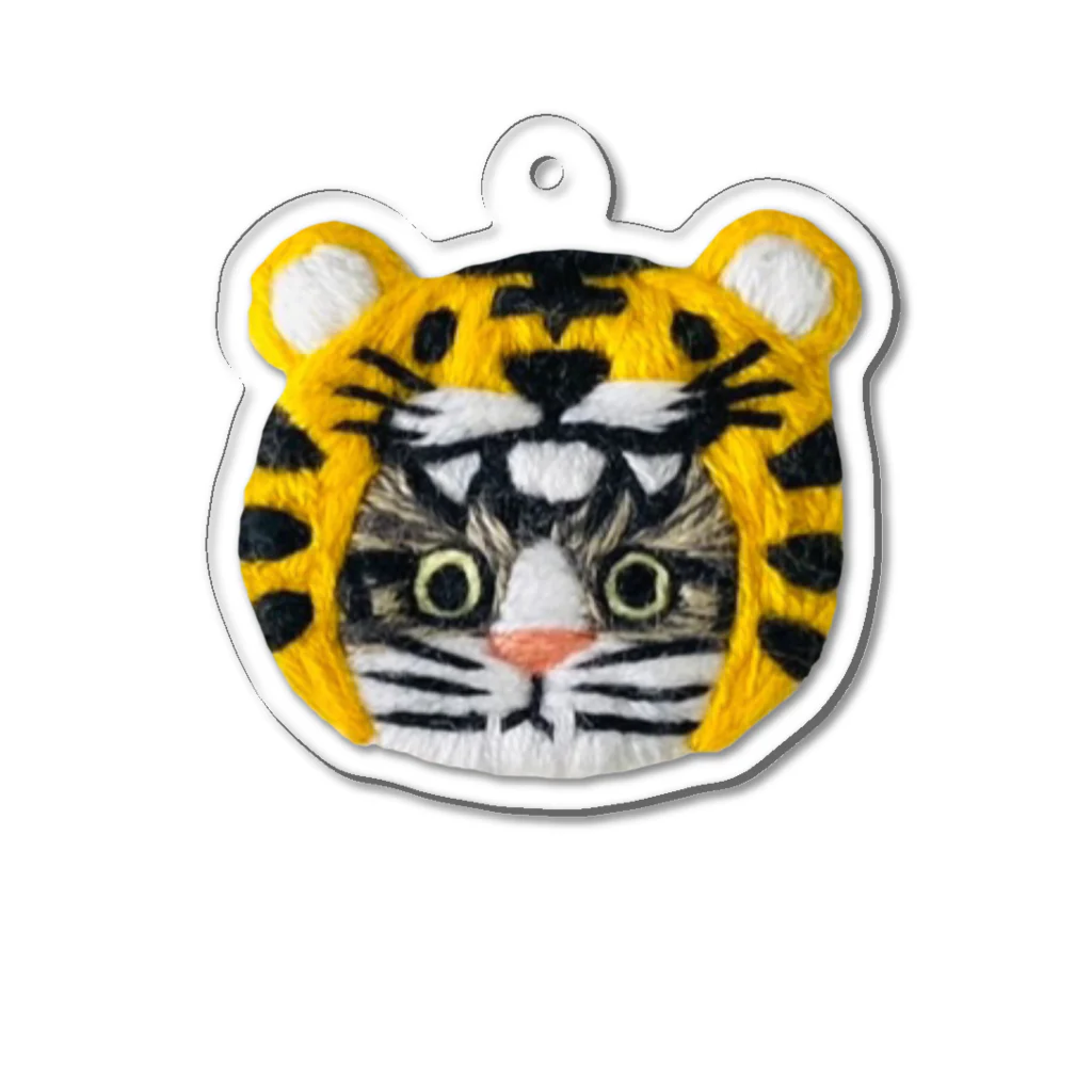 CHOPPIRI.のかぶる猫[虎ver.](キジ白猫) Acrylic Key Chain