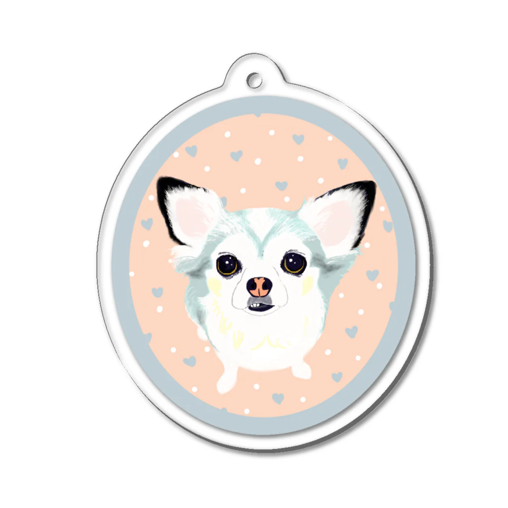 遥ん/犬顔絵　のしゃくれチワワのビビィちゃん アクキー Acrylic Key Chain