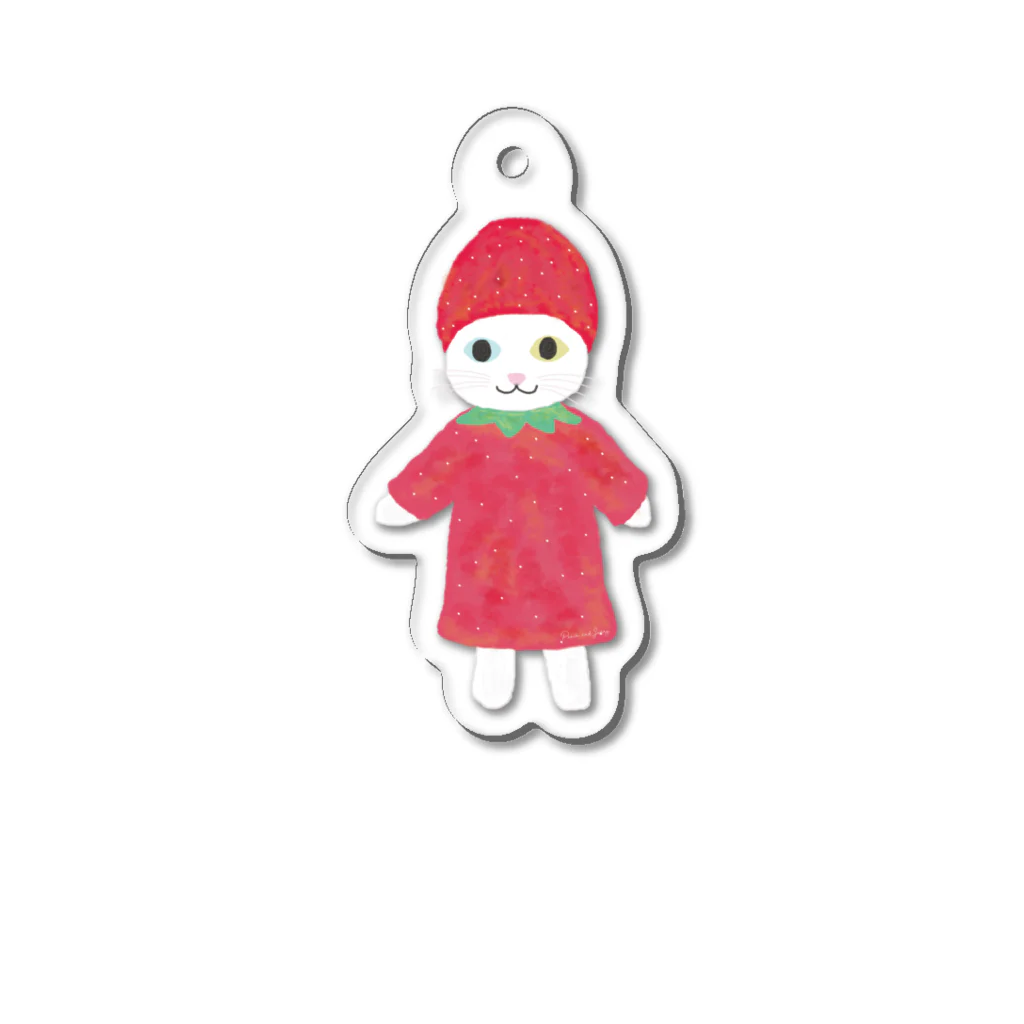 Peach and Jerryのいちごにゃんこ Acrylic Key Chain