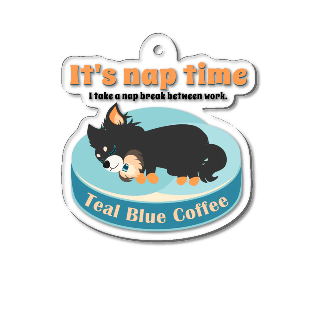 Teal Blue Coffeeのお昼寝の時間　-puppy teal- アクリルキーホルダー