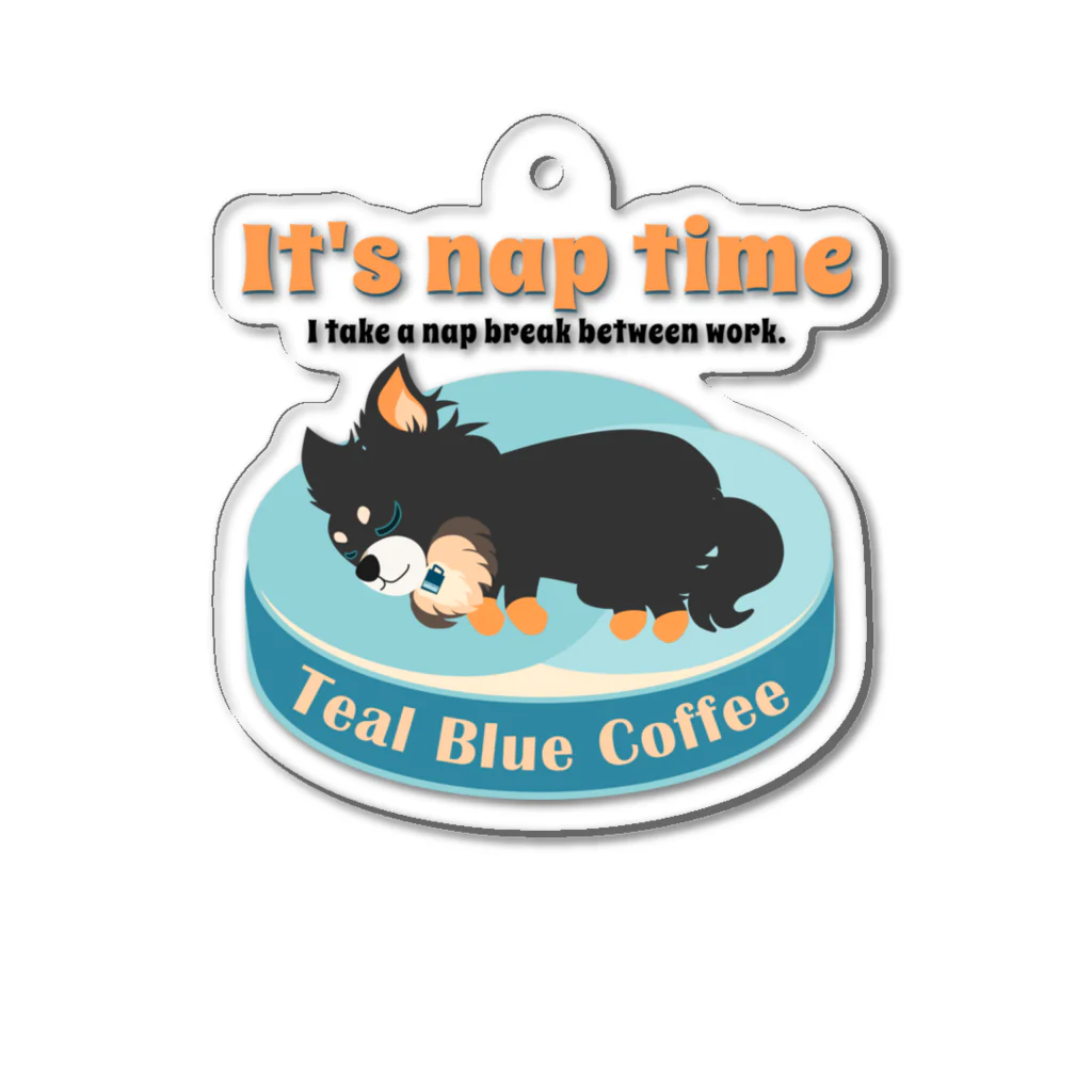 Teal Blue Coffeeのお昼寝の時間　-puppy teal- Acrylic Key Chain