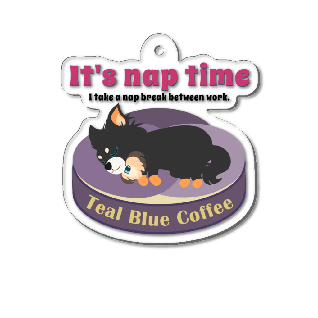 Teal Blue Coffeeのお昼寝の時間　-puppy teal- lavender Ver. Acrylic Key Chain