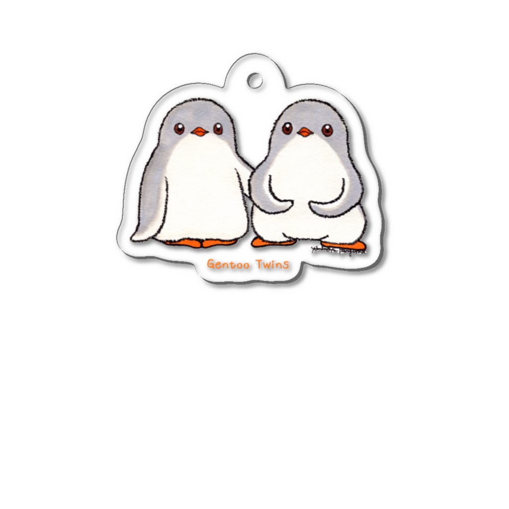 ヤママユ(ヤママユ・ペンギイナ)のふたごのジェンツーペンギン(ヒナ) Acrylic Key Chain