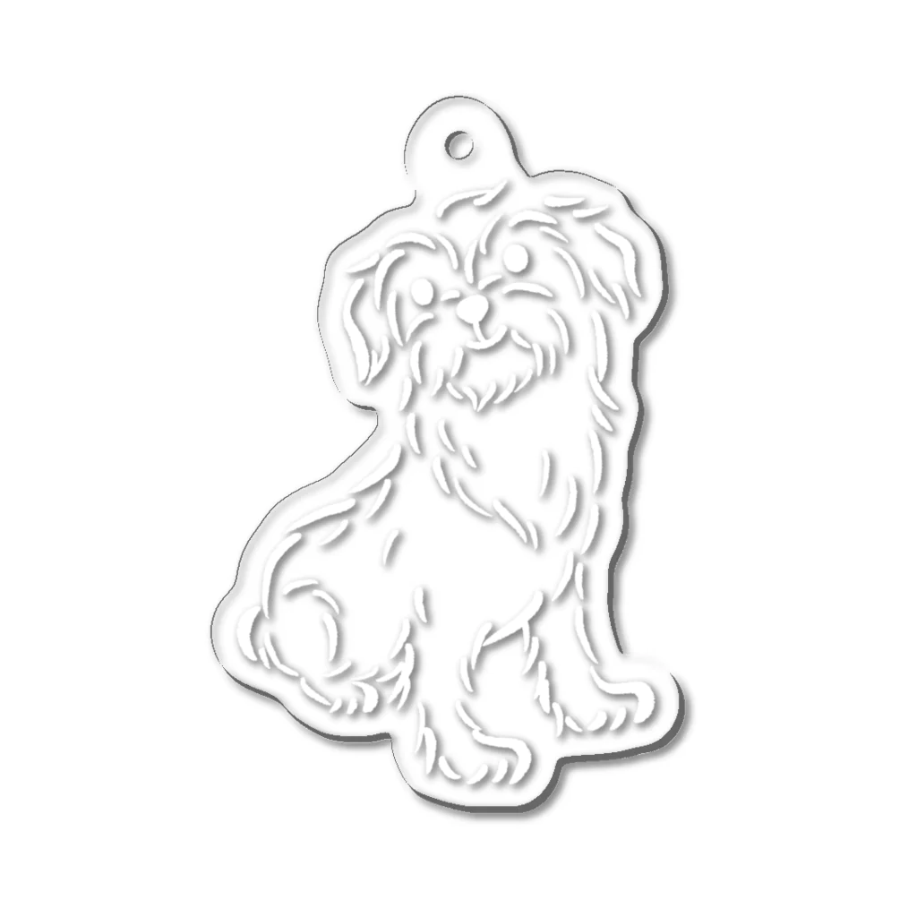 TOMOS-dogの空見るわんこホワイト Acrylic Key Chain