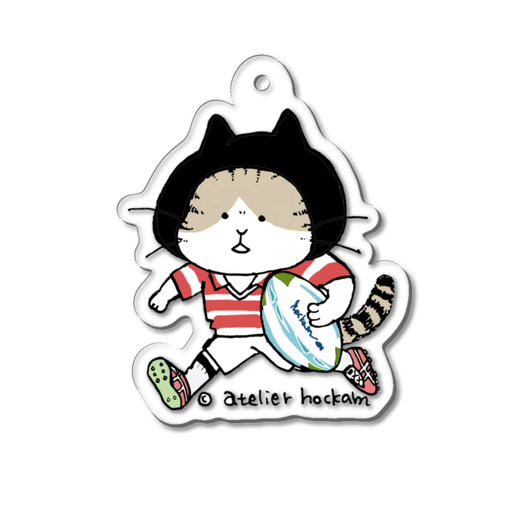 ほっかむねこ屋（アトリエほっかむ）のラグビーねこ Acrylic Key Chain