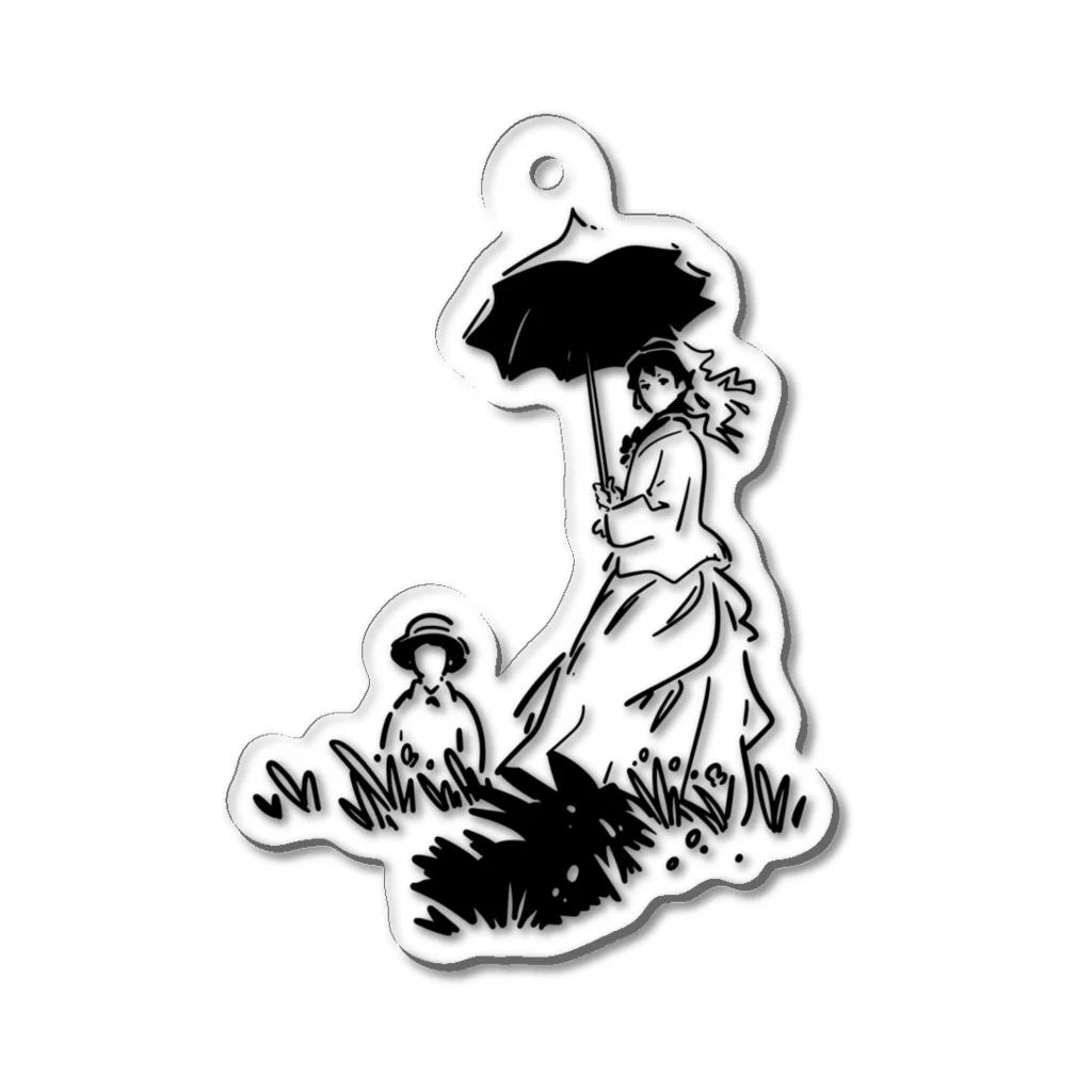 山形屋米店のクロード・モネ「日傘をさす女」 Acrylic Key Chain